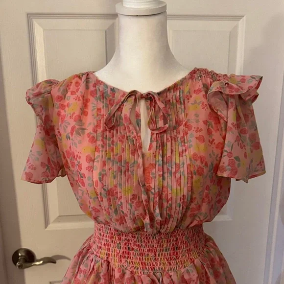 Pink Floral Ruffle Dress - Picture 2 of 9